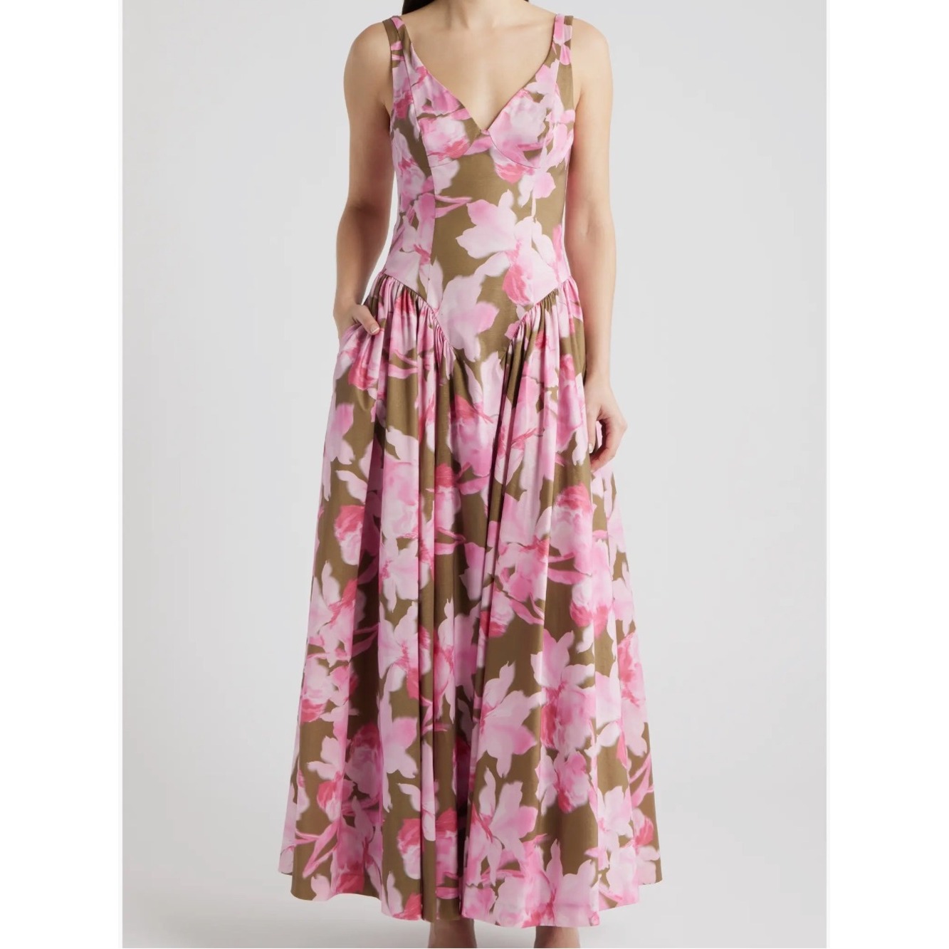 Hutch Jemma Floral Maxi Dress Pink Orchid Watercolor Print Sleeveless Sz 10 Nwt